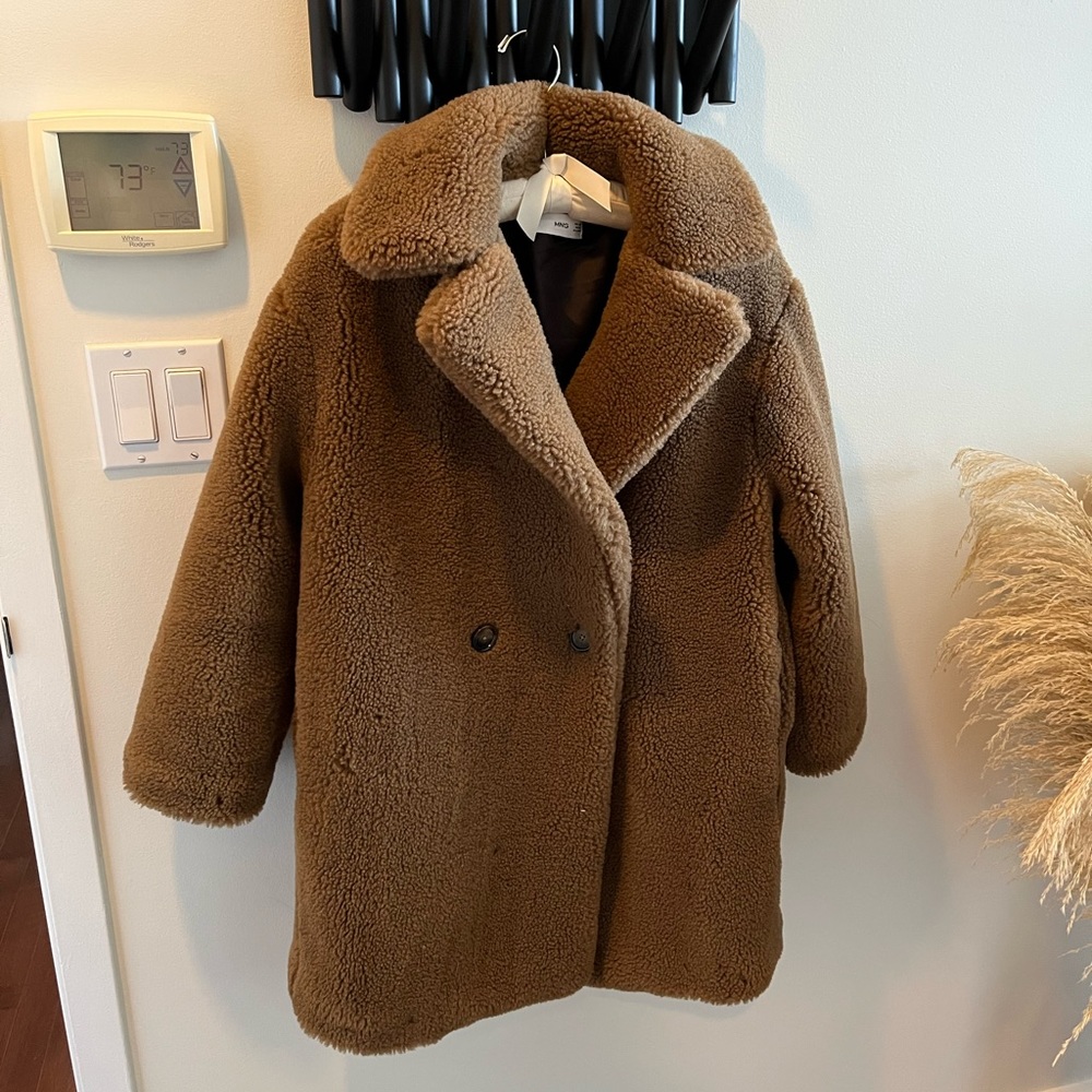 Mango Faux-fur Brown Teddy Coat - XS